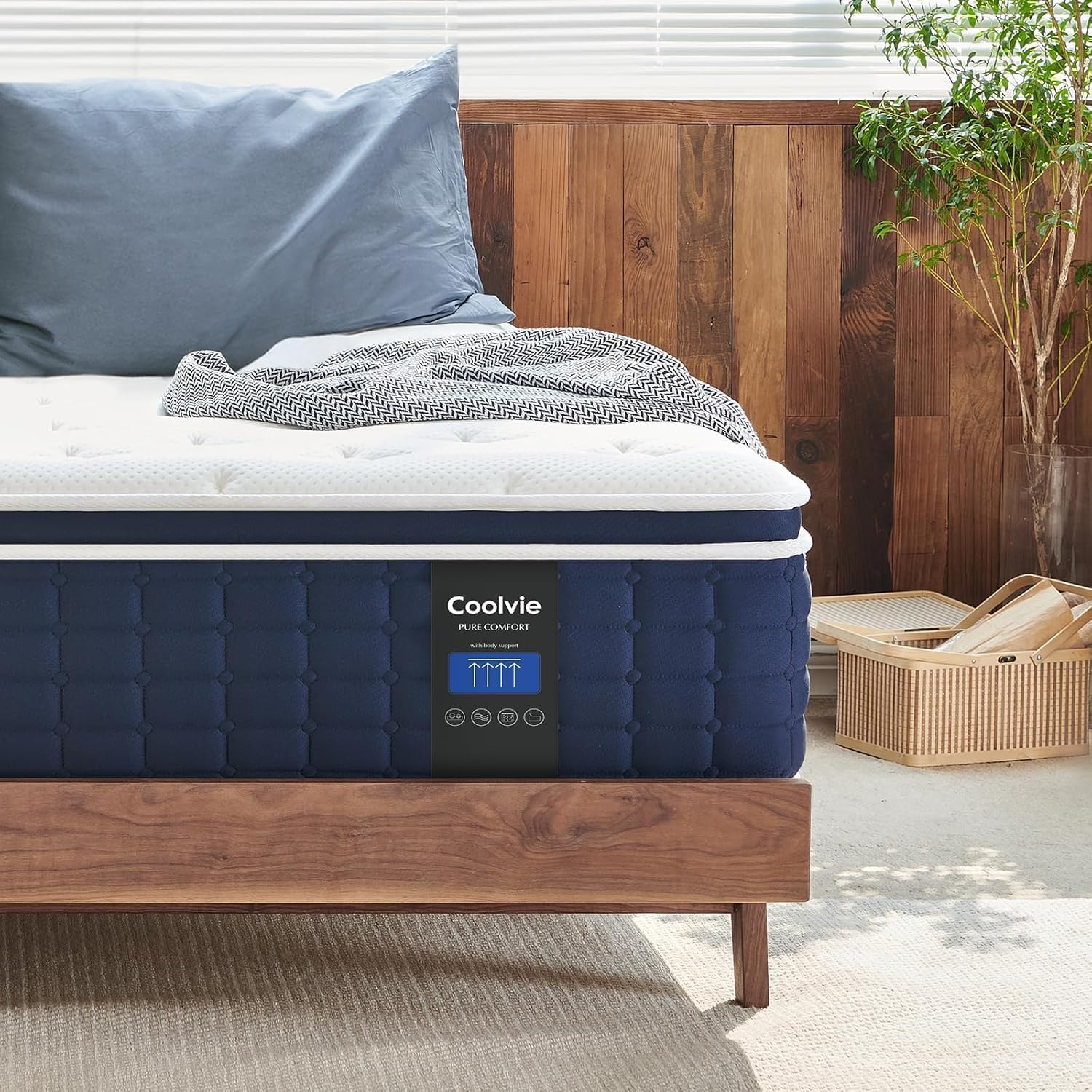 Coolvie King Mattress 12 inch, Tight Top Deep Sleep Mattresses with Extra Lumbar & Hip Support, Medium to Firm Hotel Collection Hybrid Sleep System for Supportive, Breathable Bed in a Box King Size