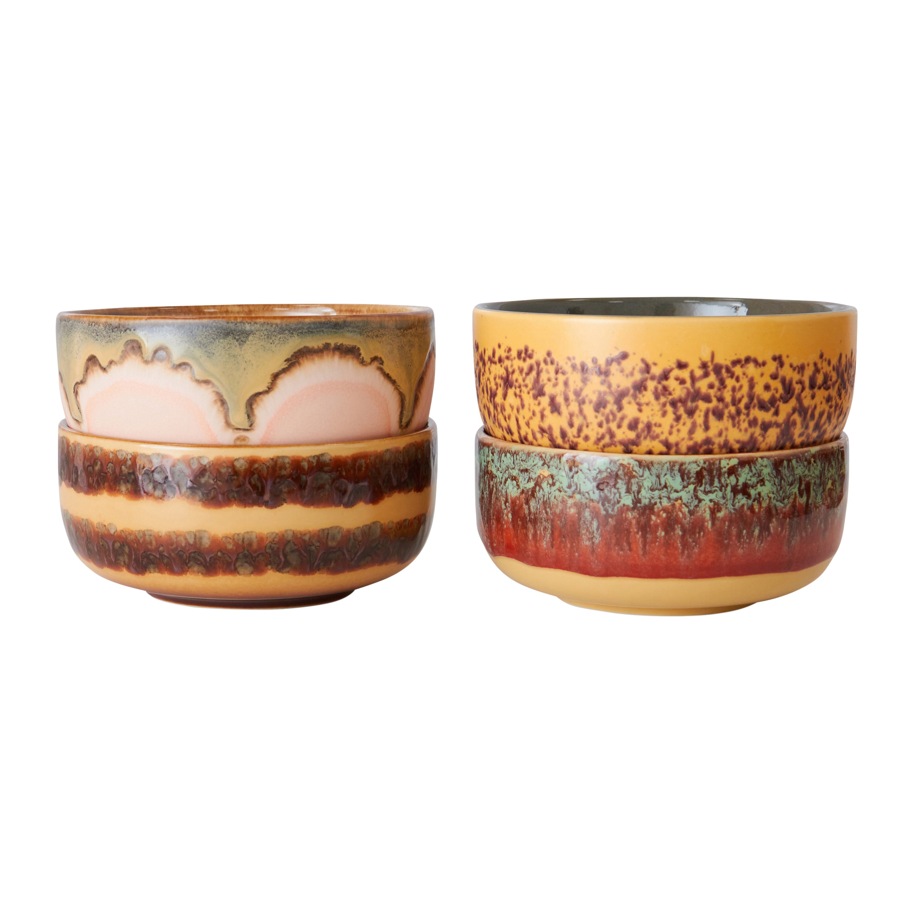 HKliving 70's Ceramics Dessert Kommen Ø 12,5 cm - Set van 4 - Harbour