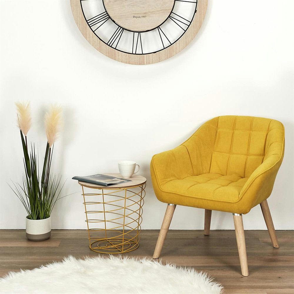 CYCLONE - Table filaire bois et métal jaune