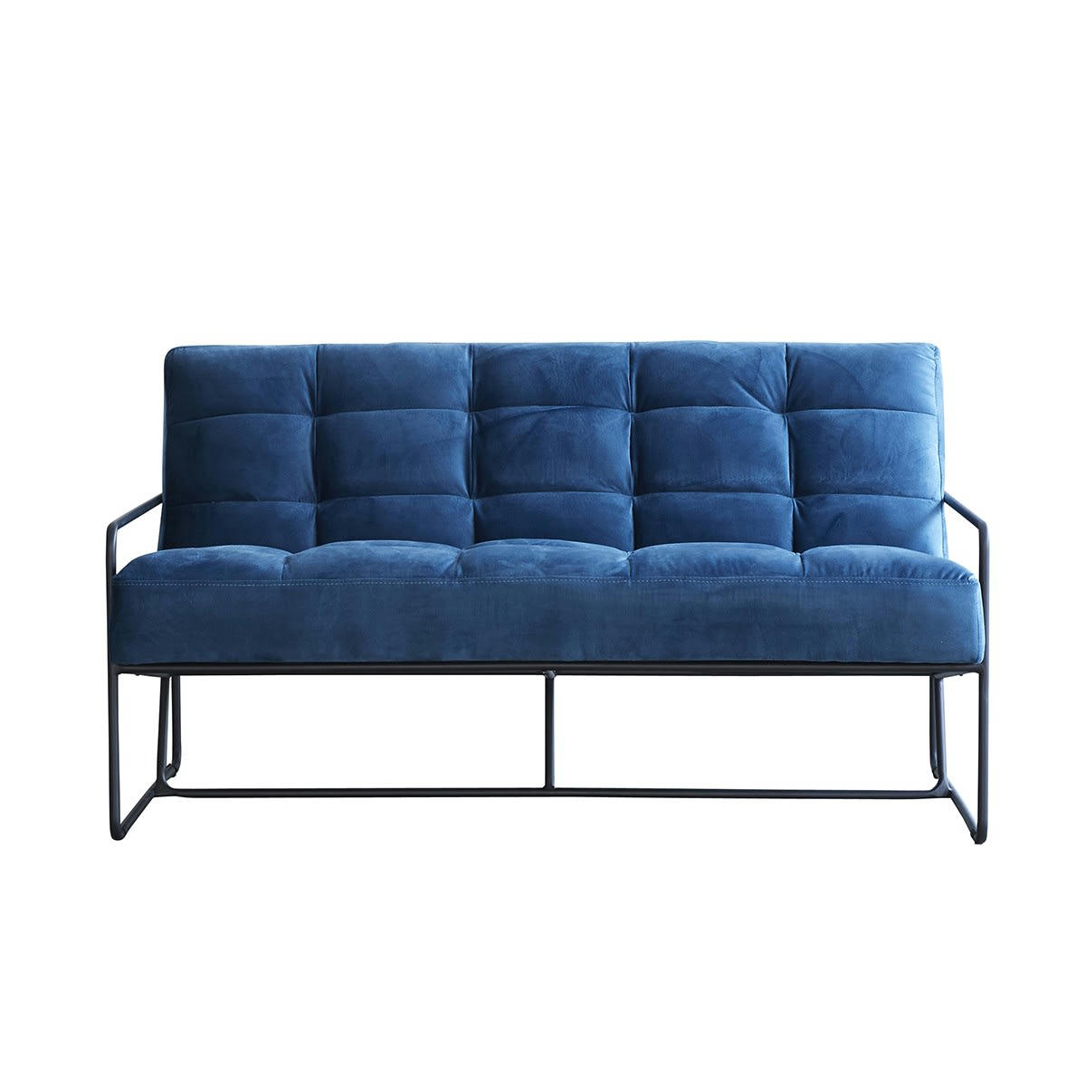 CHELSEA - Canapé 2 places velours bleu