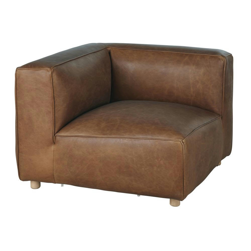 Neo John - Angle de canapé en cuir marron