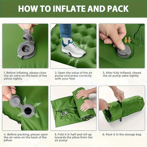 NNEOBA Ultra-Thick Inflatable Sleeping Pad with Headrest