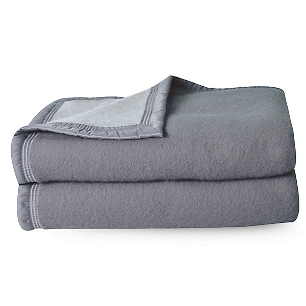 Couverture pure laine vierge Woolmark 500g/m² VOLTA 220x240 cm Gris Acier