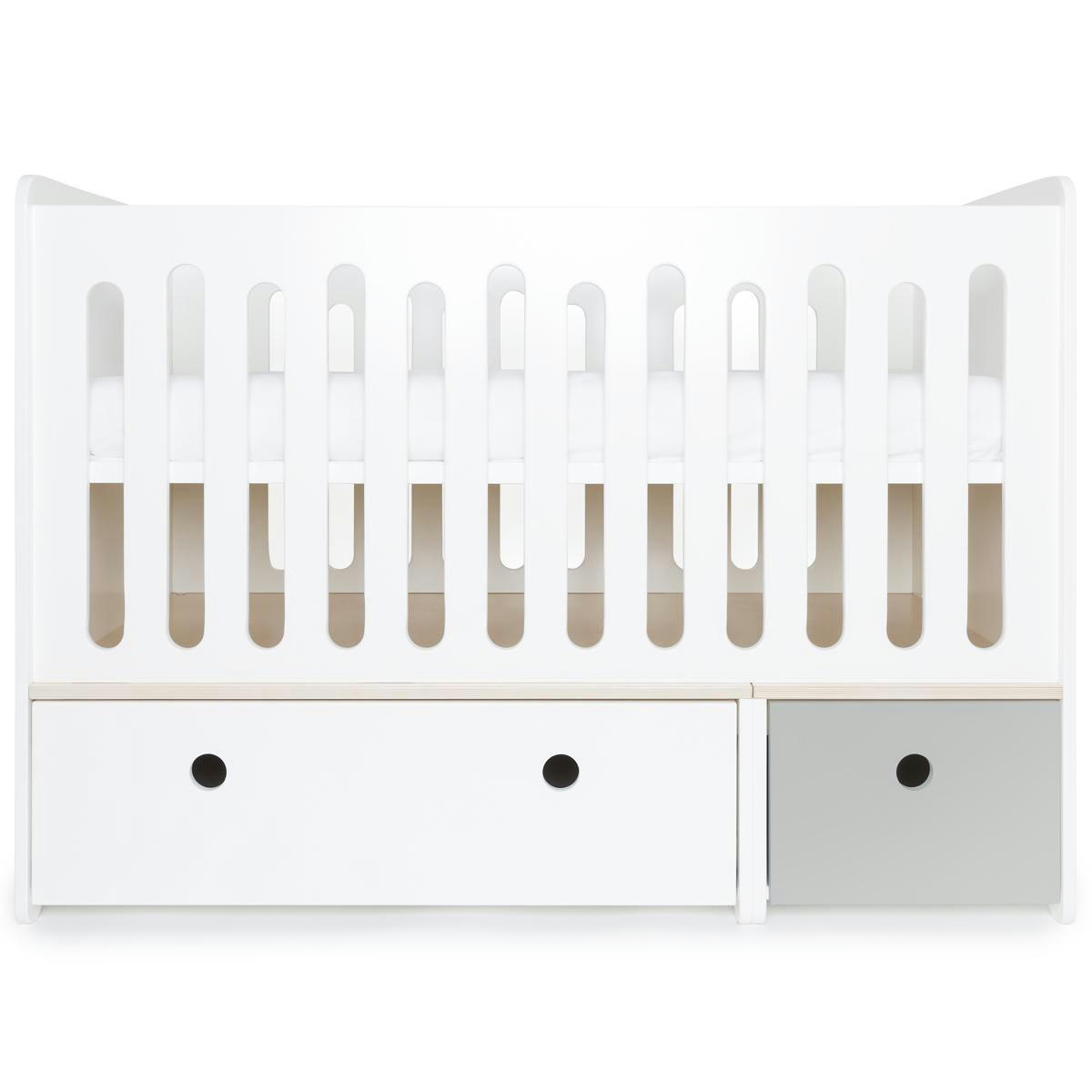 COLORFLEX - Lit bébé évolutif 70x140cm blanc-gris perle