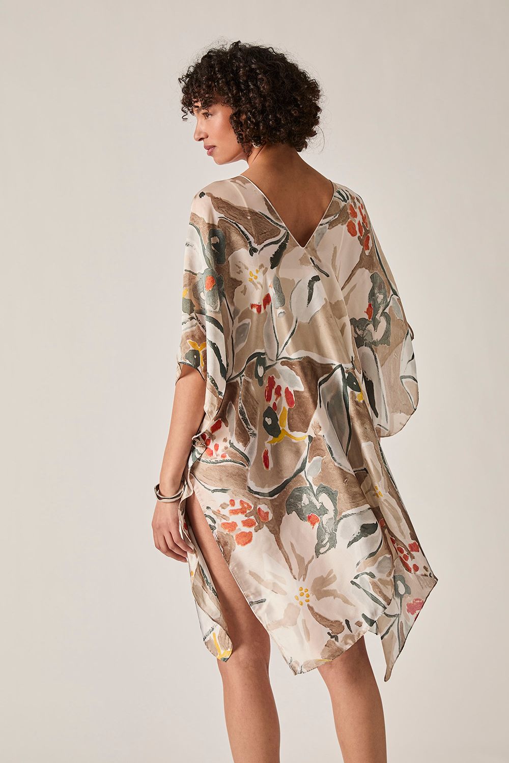 James Lakeland Beige Abstract Floral Kaftan