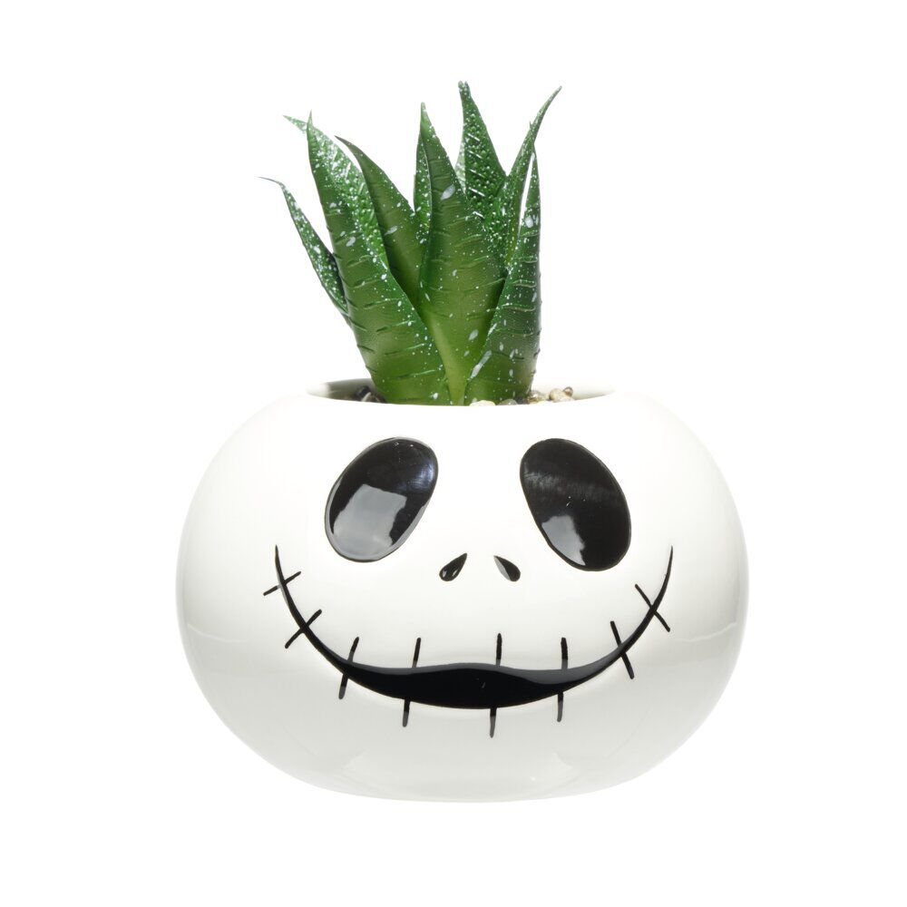 Plante verte artificielle Halloween Disney Mr Jack céramique blanc Ø10xH11cm