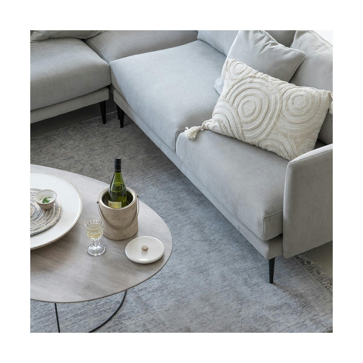 KADIA - Table basse ovale effet bois et métal