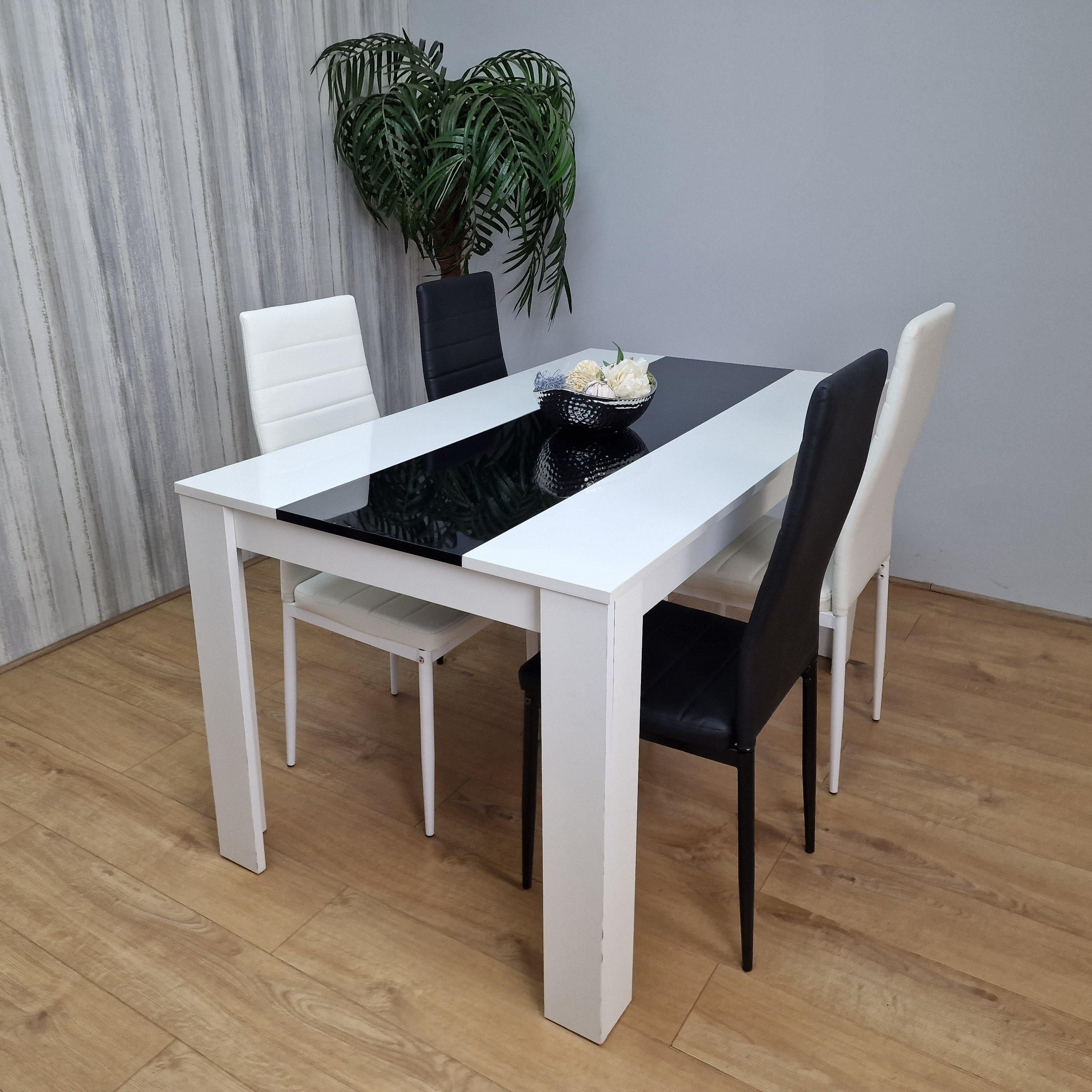 KOSY KOALA Dining Table Set White And Black Table With 4 Mix Chairs Dining Room Furniture