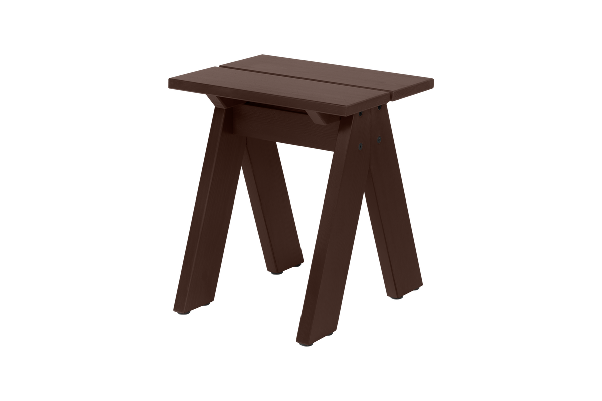 noo.ma Navo Stool - Outdoor kruk van grenenhout, Cocoa Brown, 45 x 42 x 12 cm