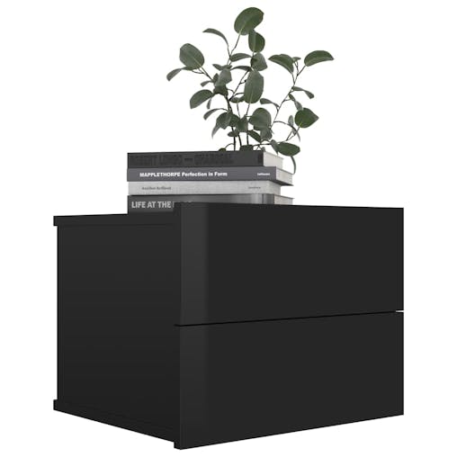 NNEVL Bedside Cabinet High Gloss Black 40x30x30 cm Chipboard