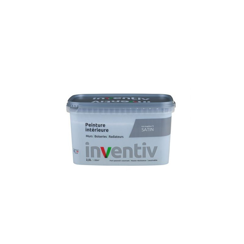 Peinture pour mur boiserie radiateur Gris Graphite n°3 satiné 2,5 L INVENTIV