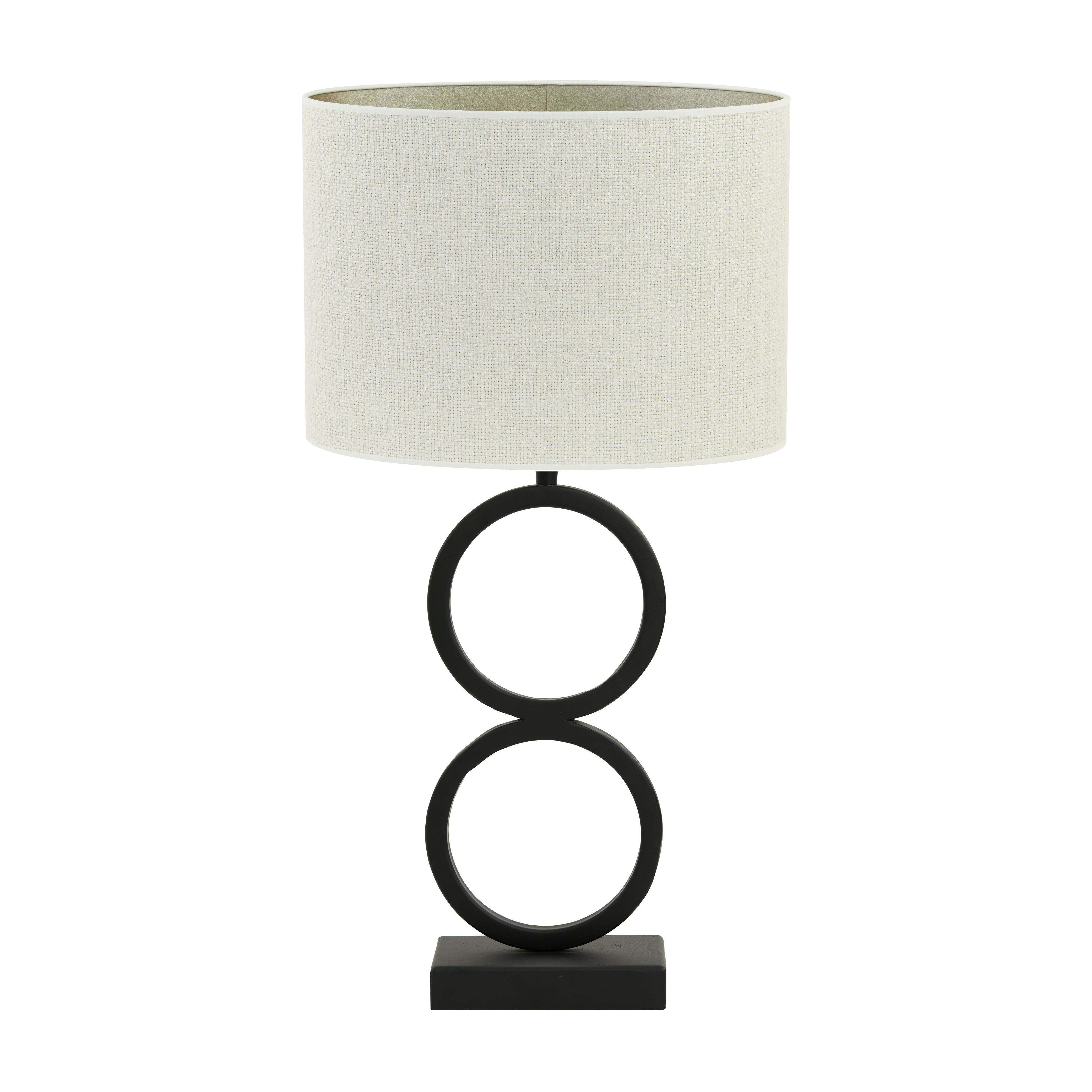 Light & Living tafellamp Stelios/Saverna ovaal - zwart, eiwit - 15x30x62cm