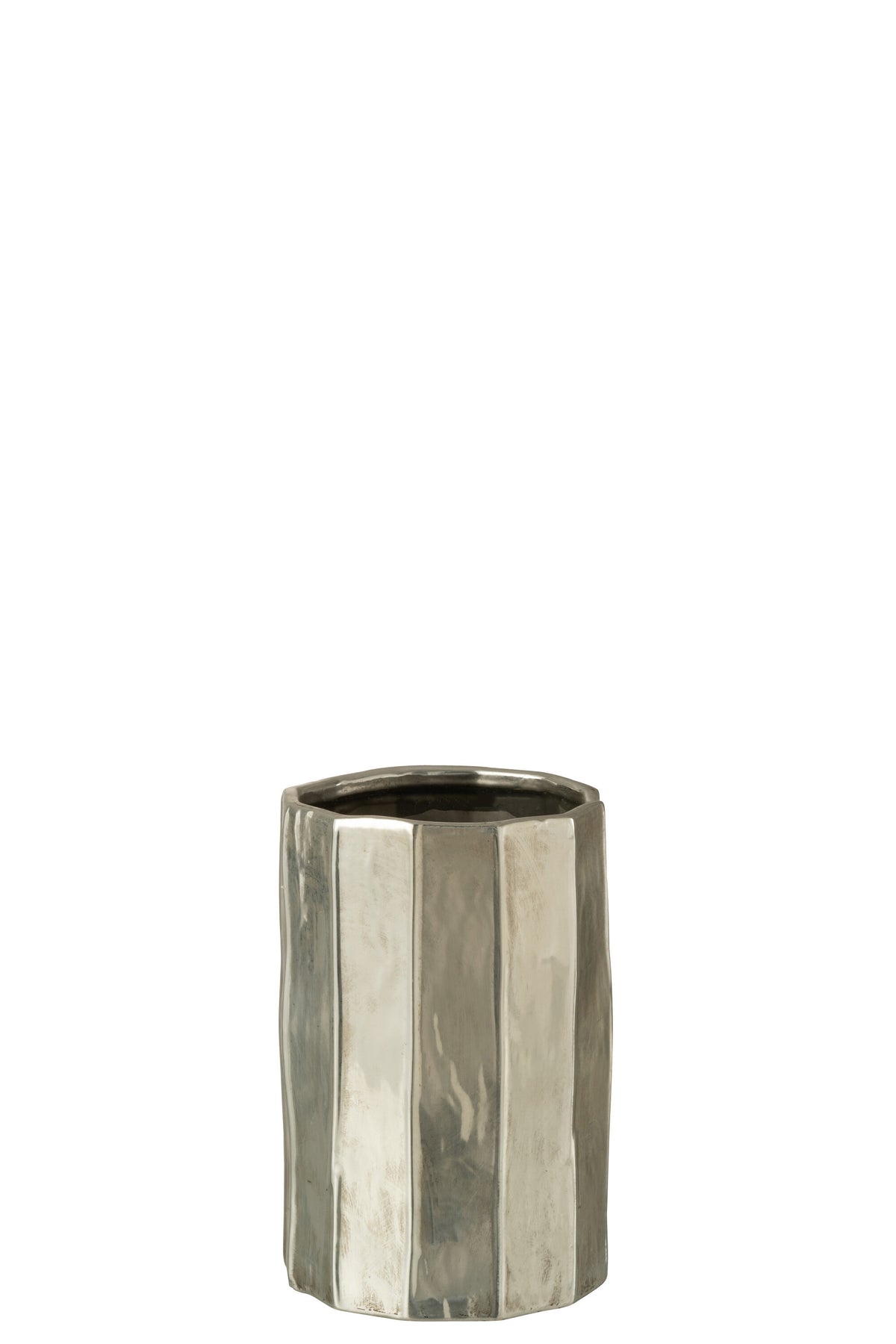 J-Line bloempot Ary Klei - keramiek - zilver - medium - Ø 16.5 cm