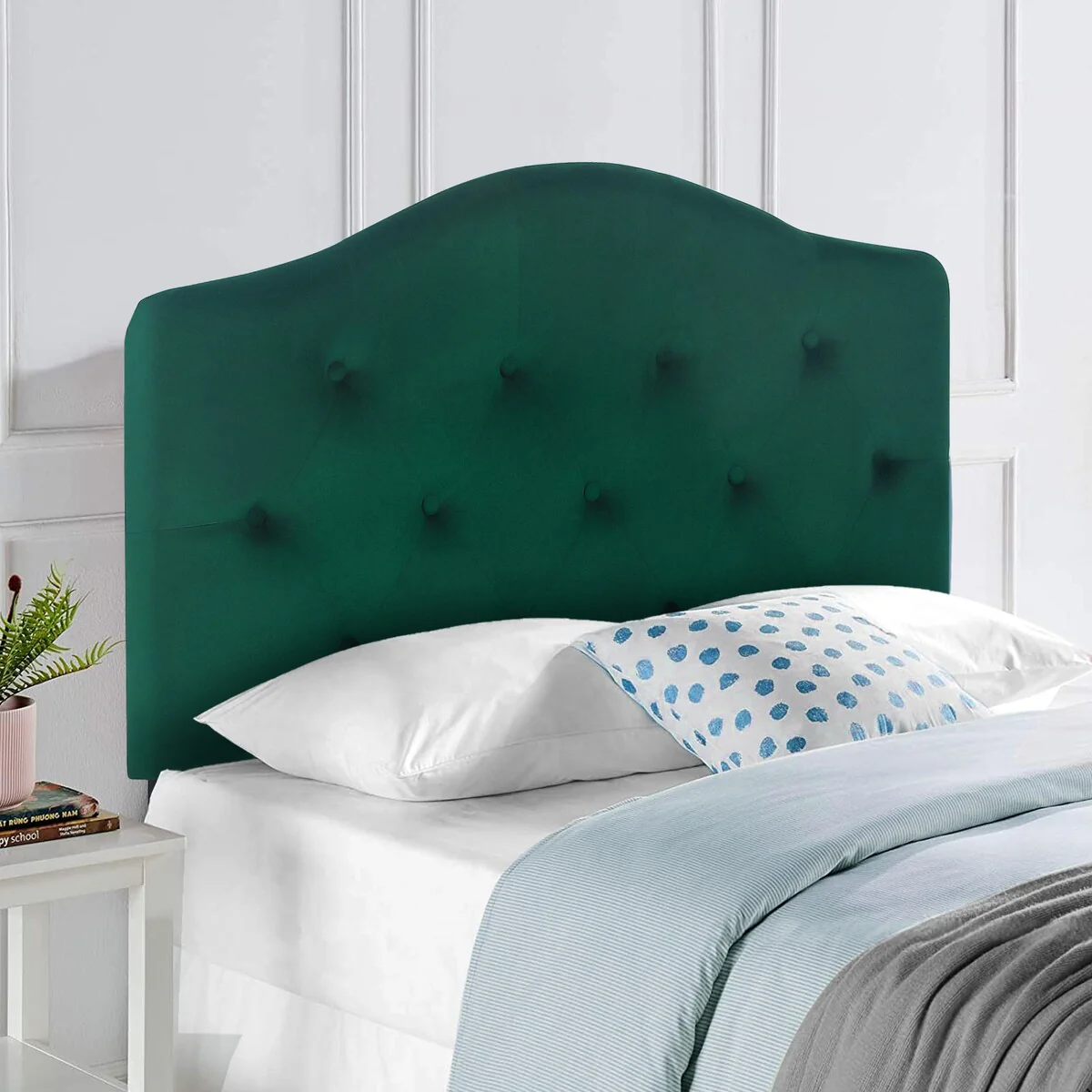 Adeco Camelback Tufted Upholstered Headboard for Twin Bed