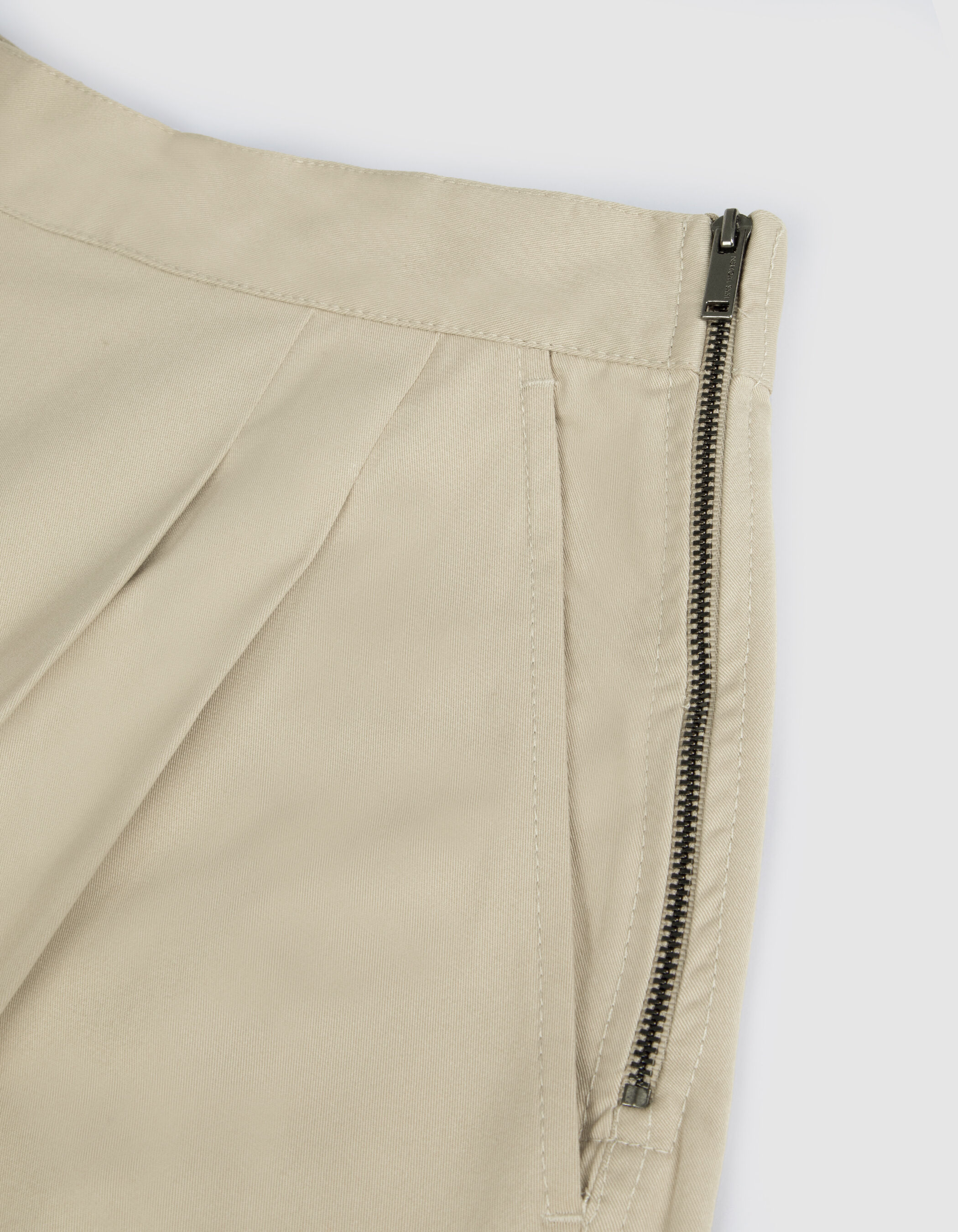 Jupe midi beige détails plis Femme