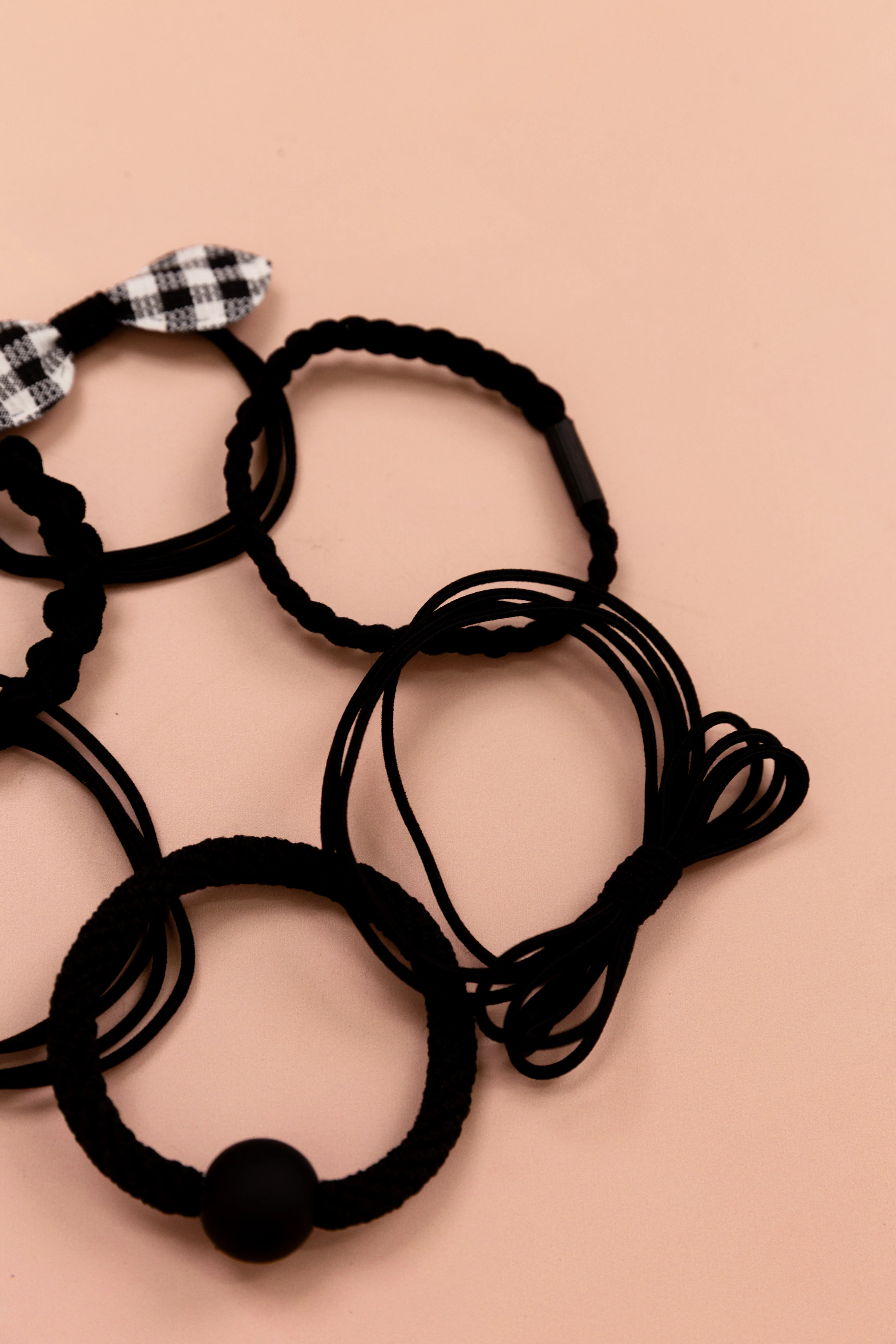 Black Mixed Hair Ties - 6 Pack