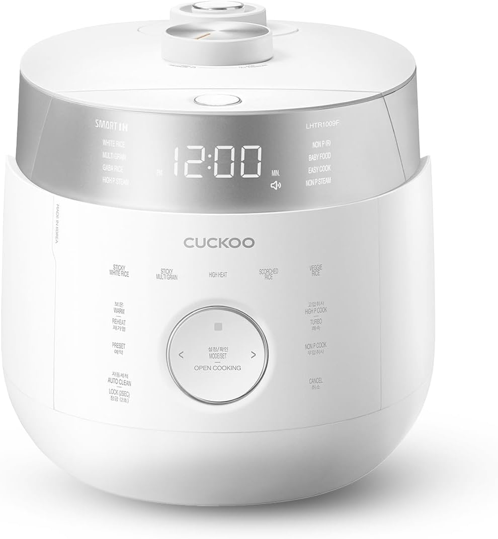 CUCKOO Twin Pressure Rice Cooker 10-Cup Uncooked / 20-Cup Cooked with Induction Heating Technology, 20 Menu Modes with Voice Guide, Large Rice Maker Multi-Cooker & Pressure Cooker (CRP-LHTR1009FW)