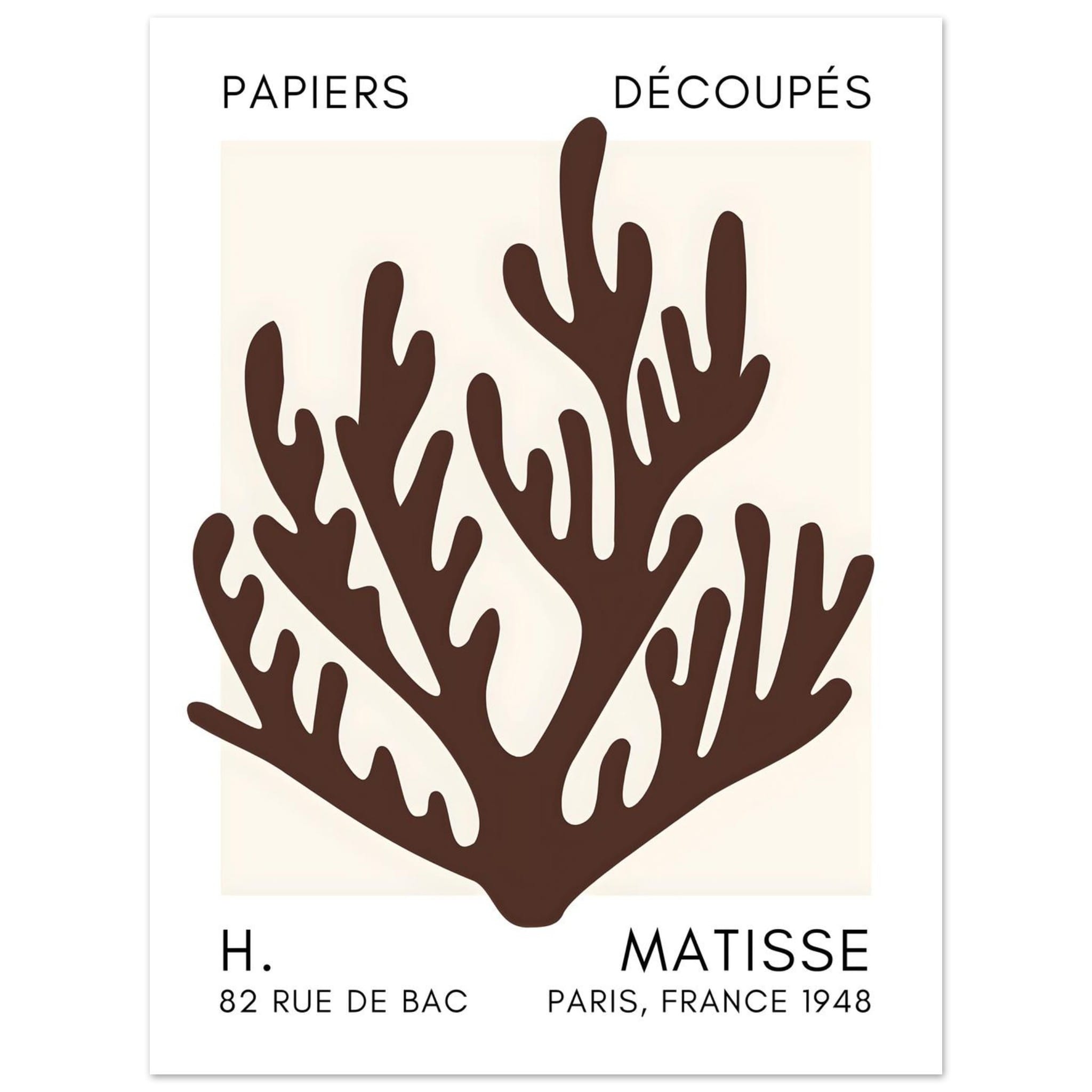 Artfulprints Poster Matisse – Coral harmony brown  - 30x40 cm - Bruin
