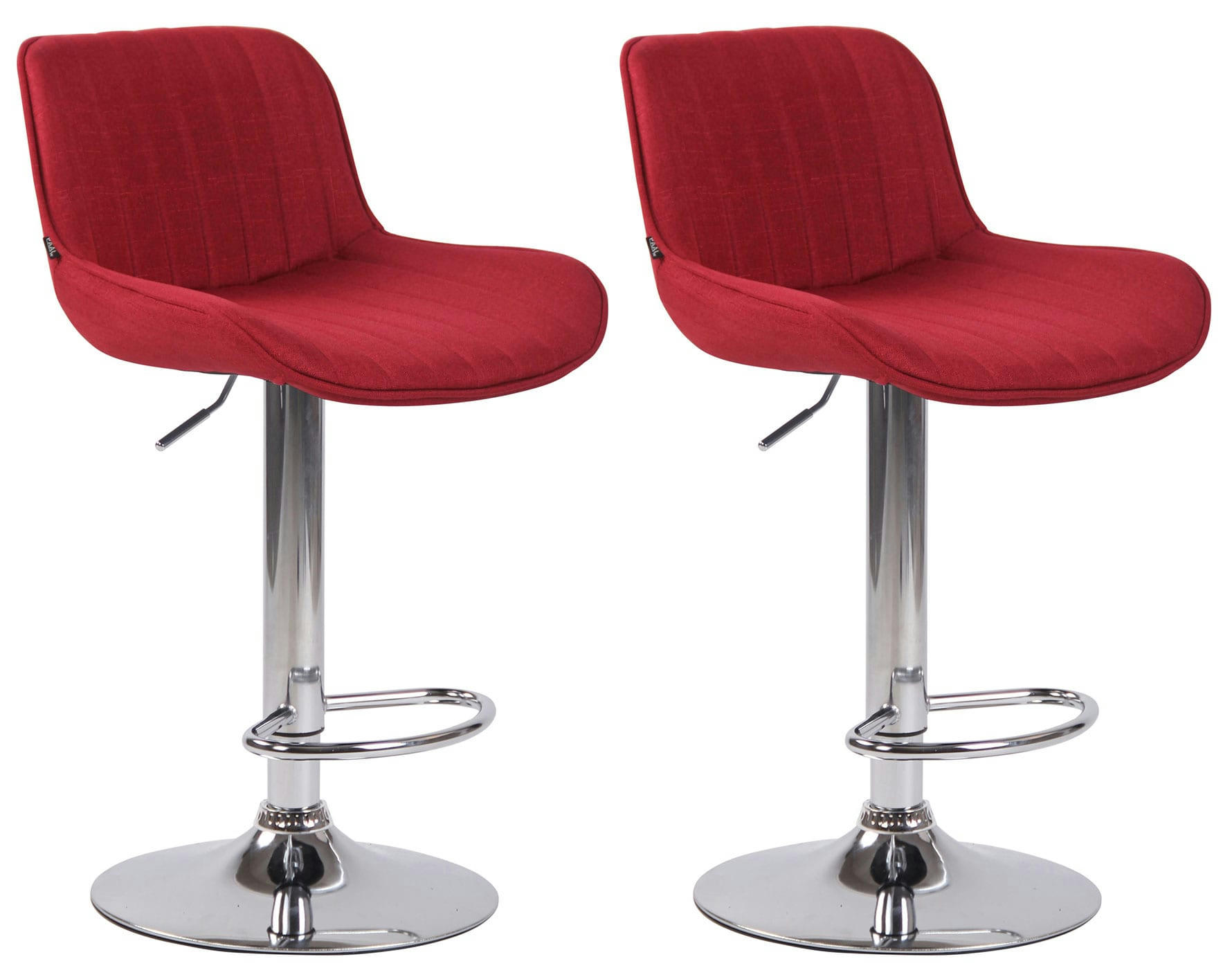 LENTINI - Lot de 2 Tabourets de bar réglable en tissu Rouge