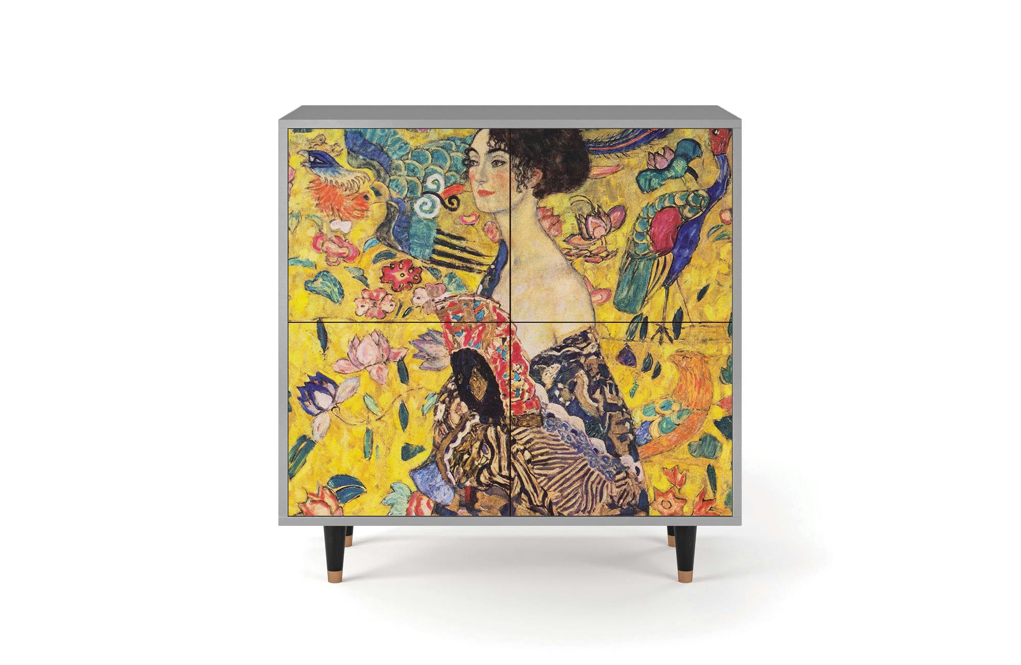 LADY WITH FAN BY GUSTAV KLIMT - Buffet  jaune 4 portes L 94 cm