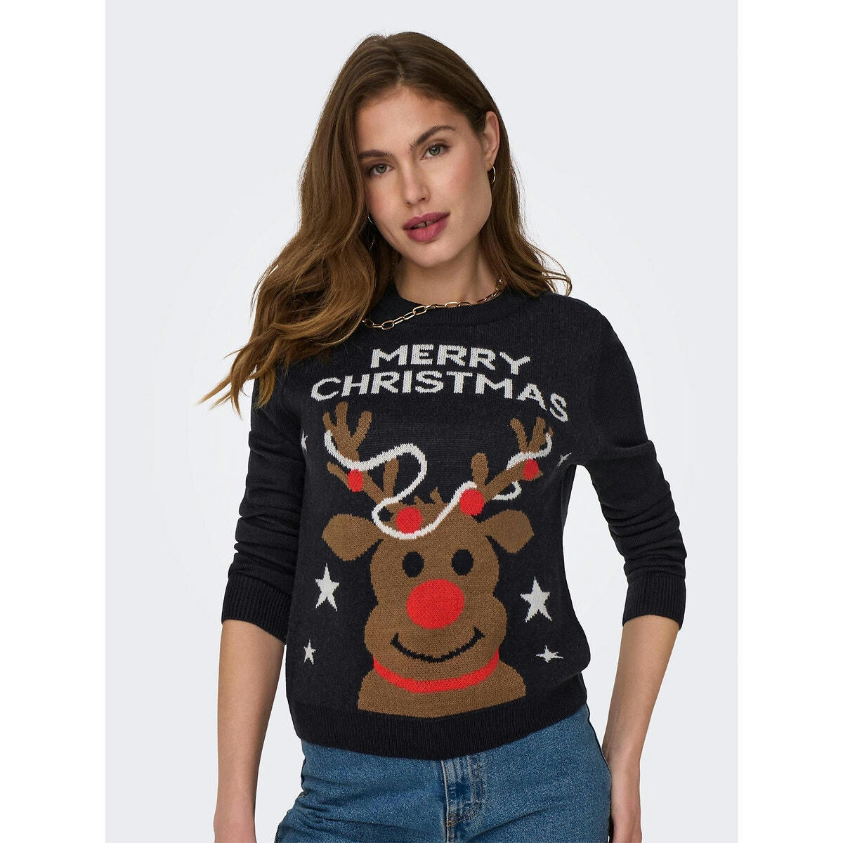 Pull de Noël, motif tête de renne
