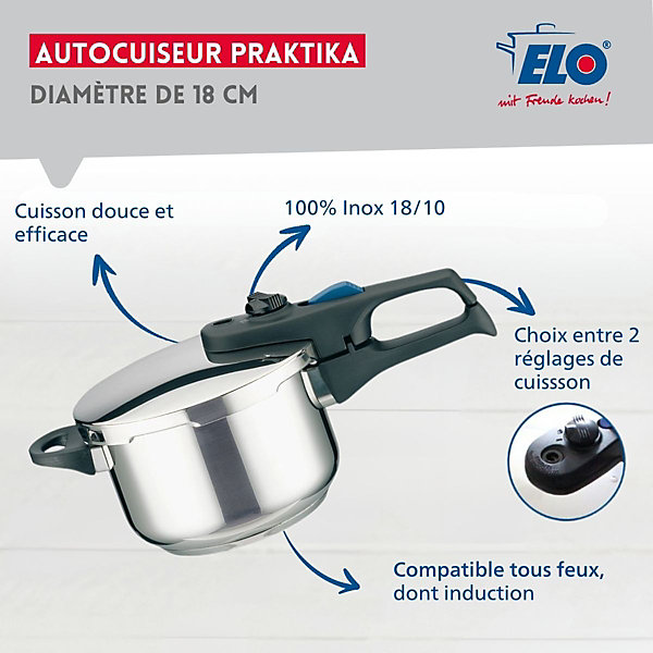 Autocuiseur 18 cm d'une capacité de 2,7 litres Elo Praktika