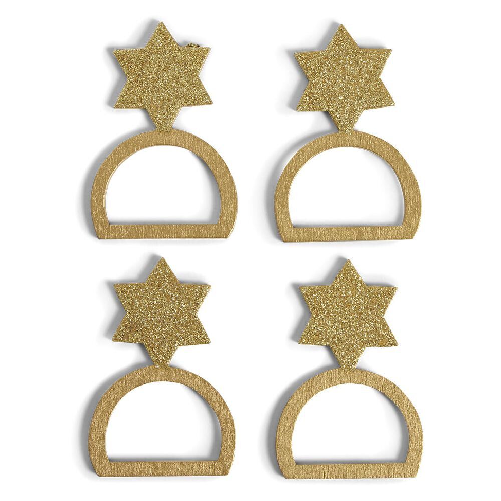 Rond serviette étoile bois doré x6