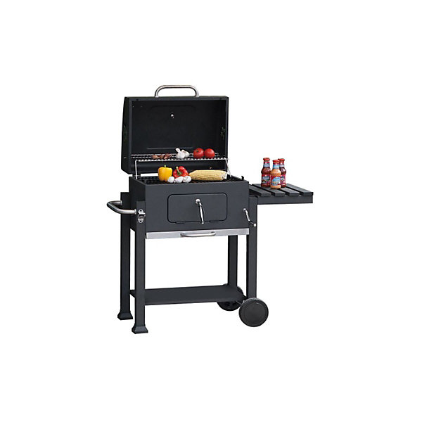 Barbecue charbon de bois KUBRIK à Couvercle Thermostat Tiroir de cendres 2 roues et 2 pieds