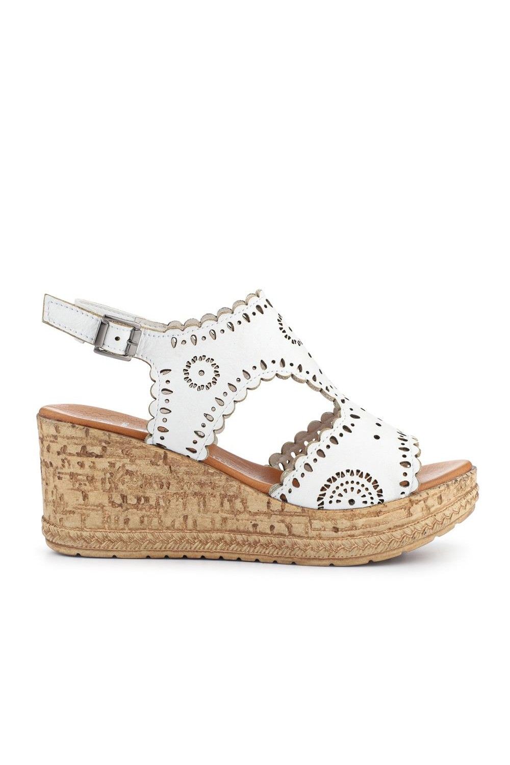 Pavers Leather Buckle-Fastening Wedge Sandals