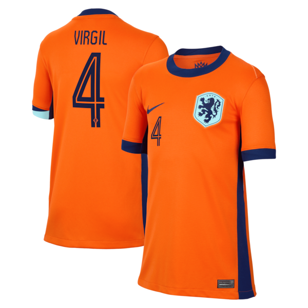 Virgil van Dijk Netherlands National Team Nike Youth 2024 Home Replica Jersey - Orange