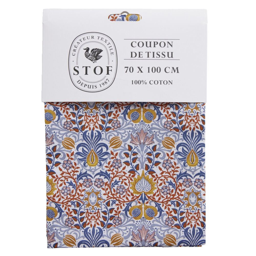 Coupon tissu imprimé Yvette 70x100cm coton rouge