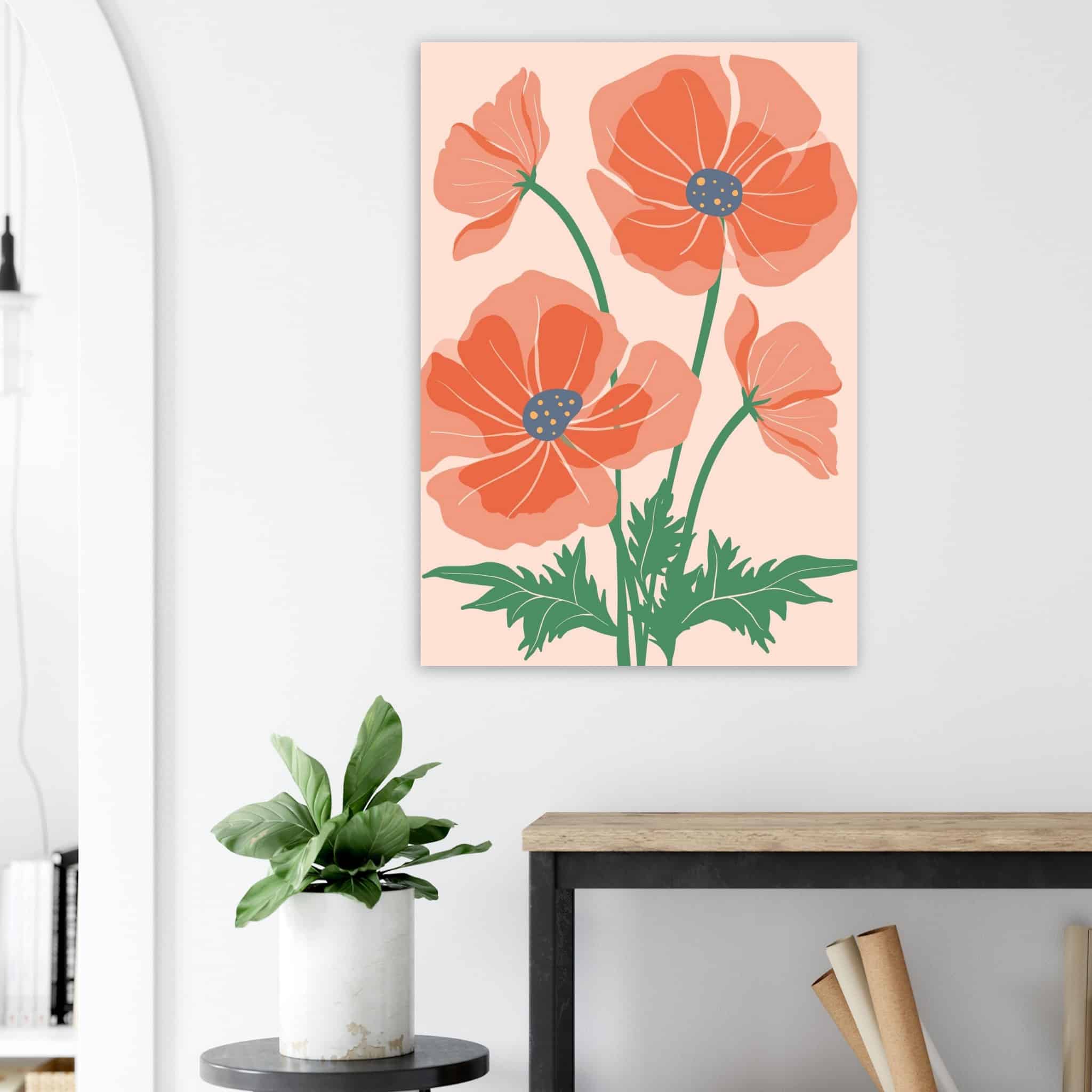 Artfulprints Poster Boho – Field flowers  - 70x100 cm - Oranje