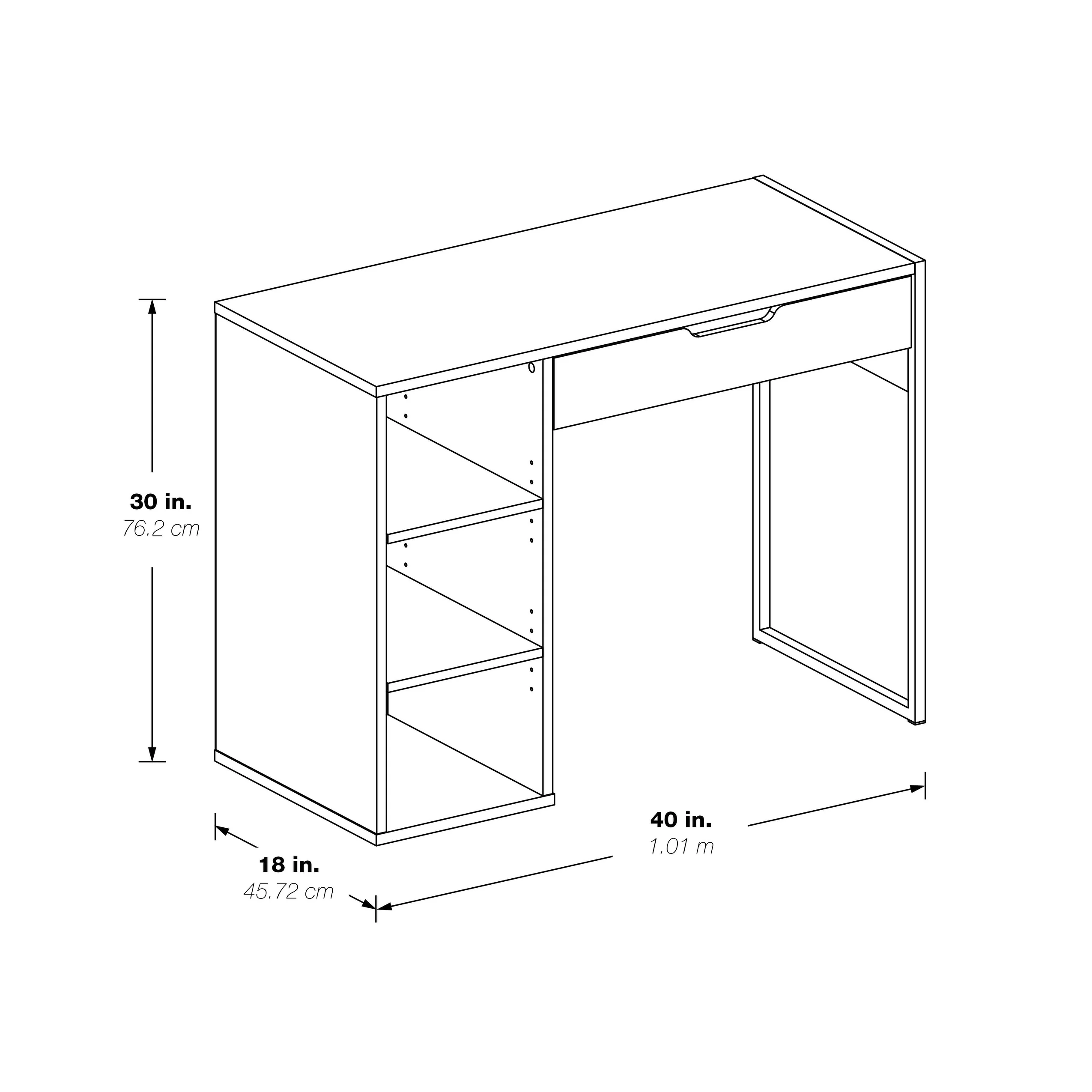 OS Home and Office Furniture Model Ravel 40W Desk in Grey Oak Finish