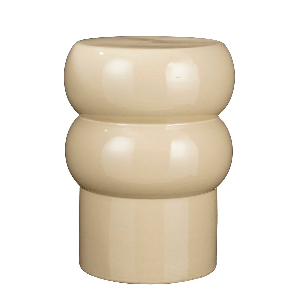Mica Decorations Vendi Bijzettafel - H44 x Ø32 cm - Keramiek - Crème
