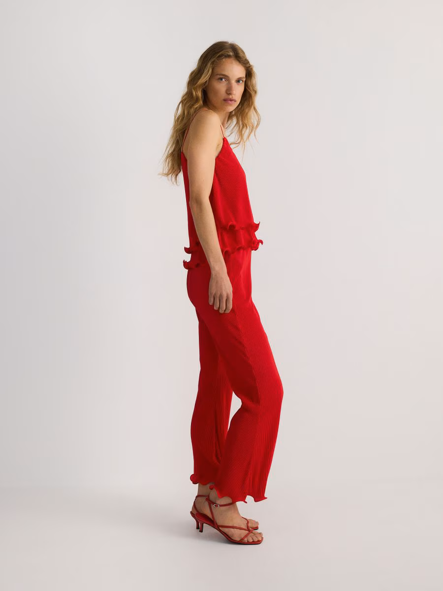 Trousers With Ruffle Detail