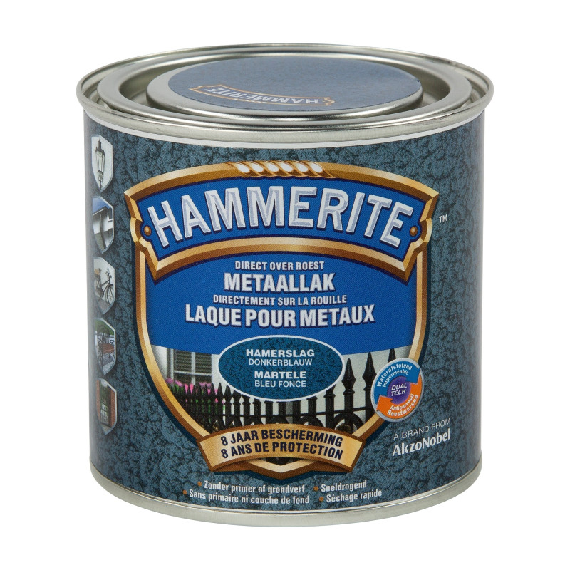 Laque antirouille pour métaux martelés bleu foncé 0,25 L HAMMERITE