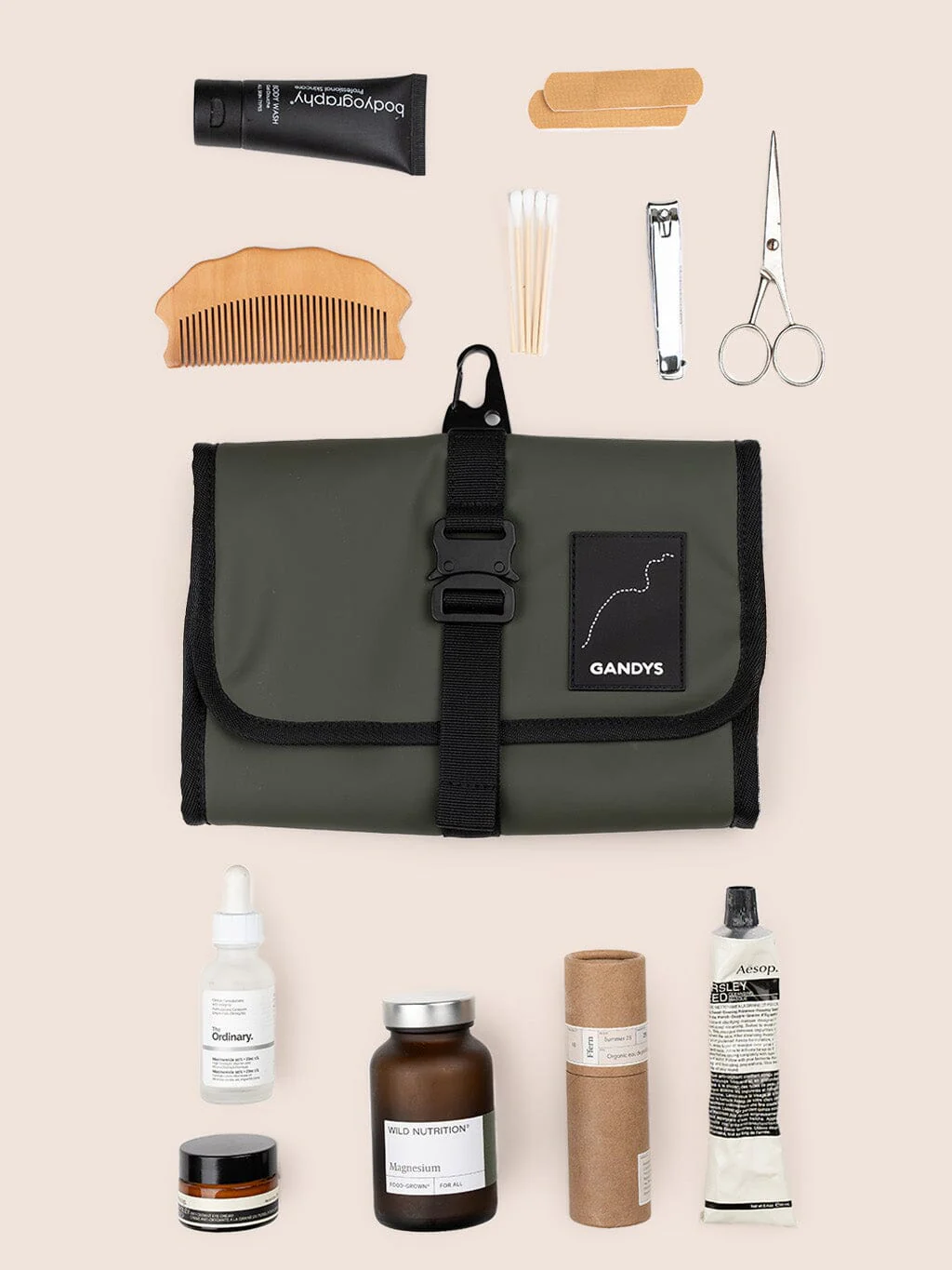 Helsinki Waterproof Roll Up Washbag in Khaki