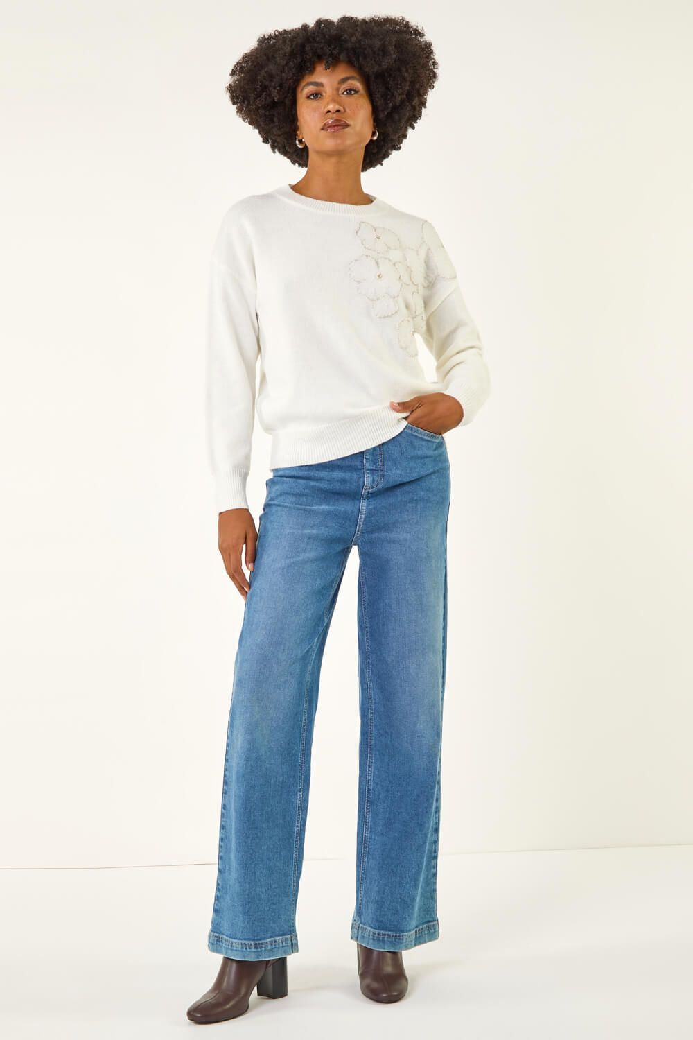 Roman Floral Embroidered Sequin Knit Jumper