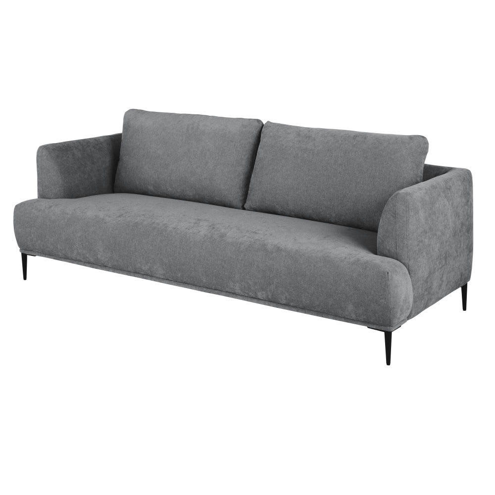 Benett - Canapé 3 places en velours gris anthracite