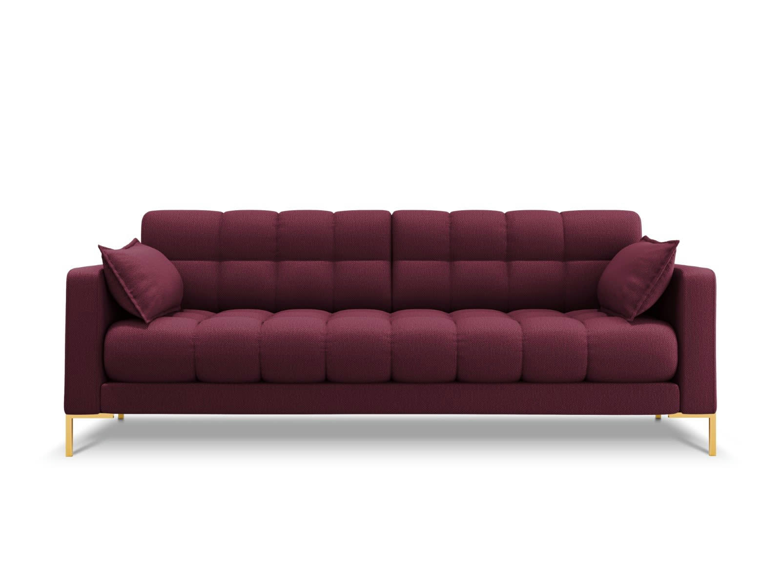 MAMAIA - Canapé 4 places en tissu structurel rouge foncé