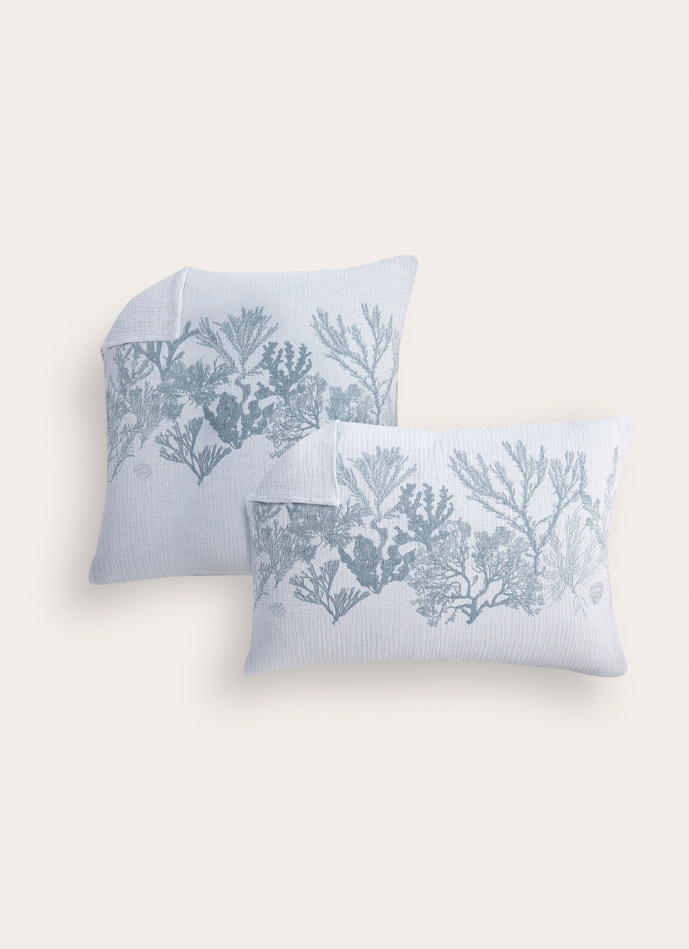 LOT DE 2 TAIES EN DOUBLE GAZE DE COTON GUAM BLEU