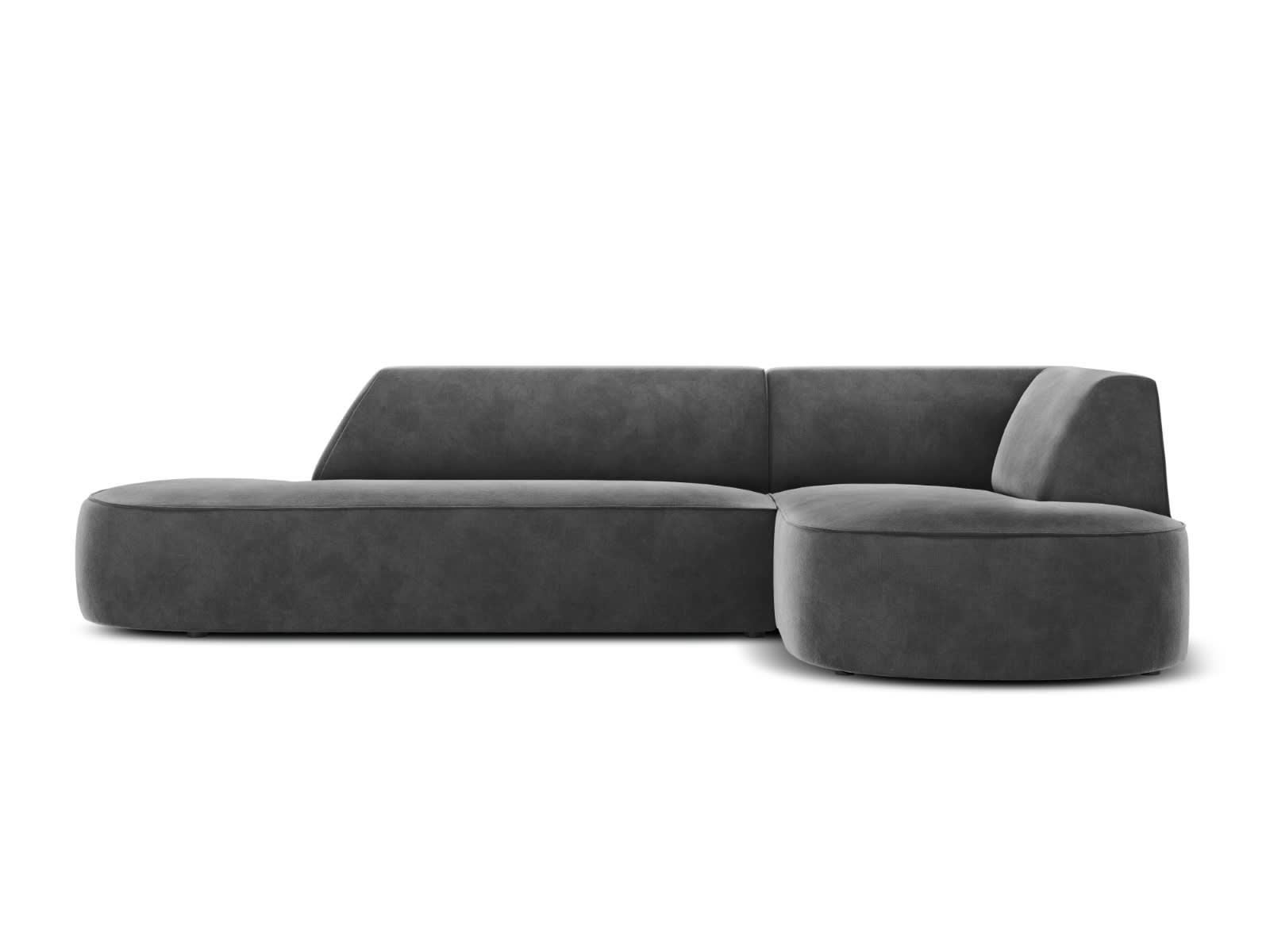 CHARLES - Canapé D'Angle Droit 4 places en Velours Gris Foncé