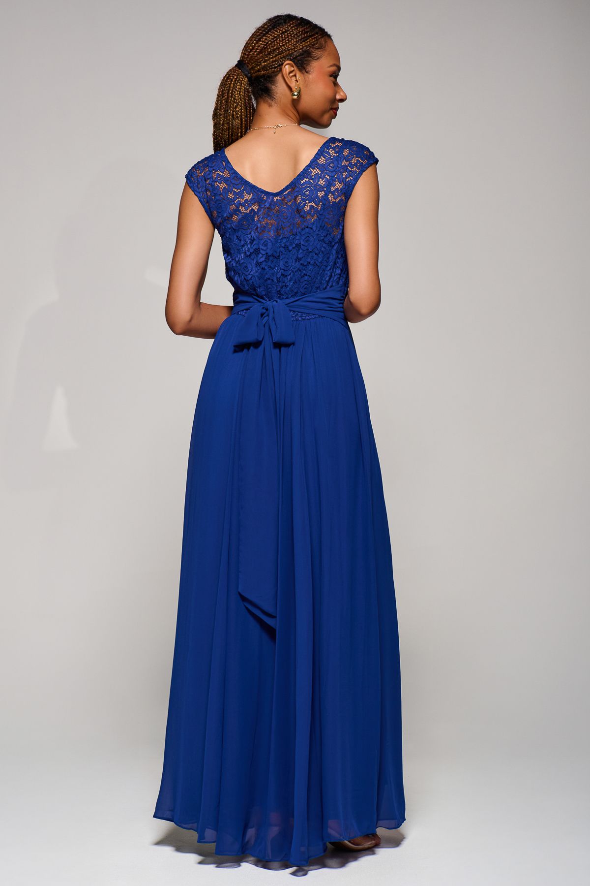Jolie Moi Lace Bodice Chiffon Maxi Dress