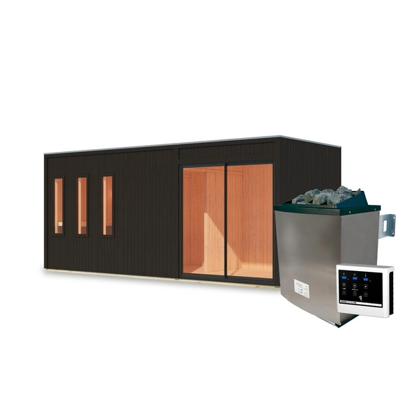 Saunahaus »Pillapalu«, BxTxH: x 574,2 x 216,5 x 244 cm, 9 kW Ofen, für 5 Personen