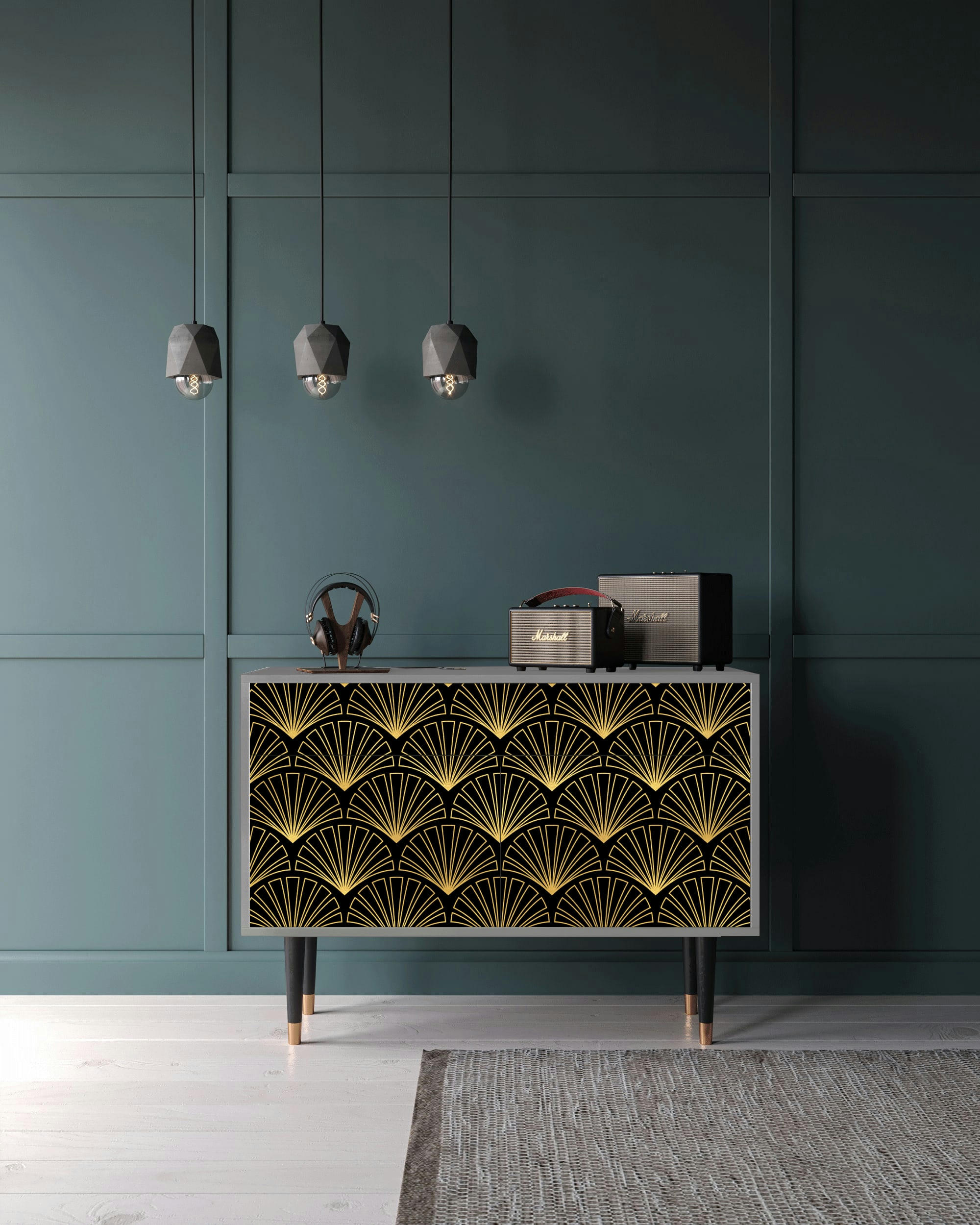 BIRD OF JUNO - Buffet  noir 2 tiroirs et 2 portes L 115 cm