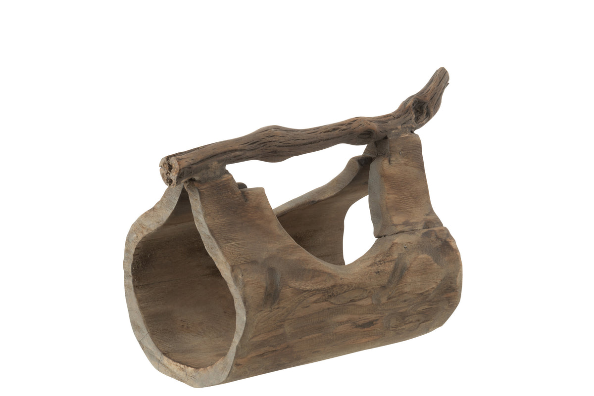 J-Line decoratie Stam Handvat - hout - naturel - large