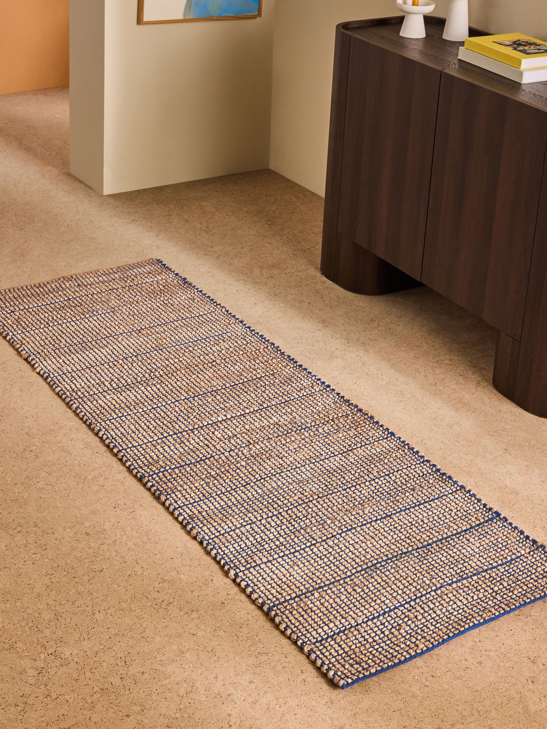 Hurley Woven Jute Runner in Blue