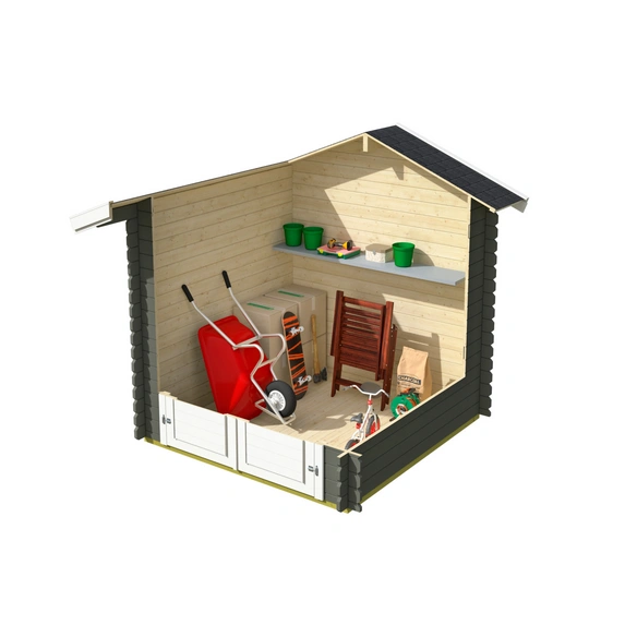 Gartenhaus »Inn«, (BxT): 200 x 200 cm (Aufstellmaß), 28 mm Wandstärke, grüngrau/weiss