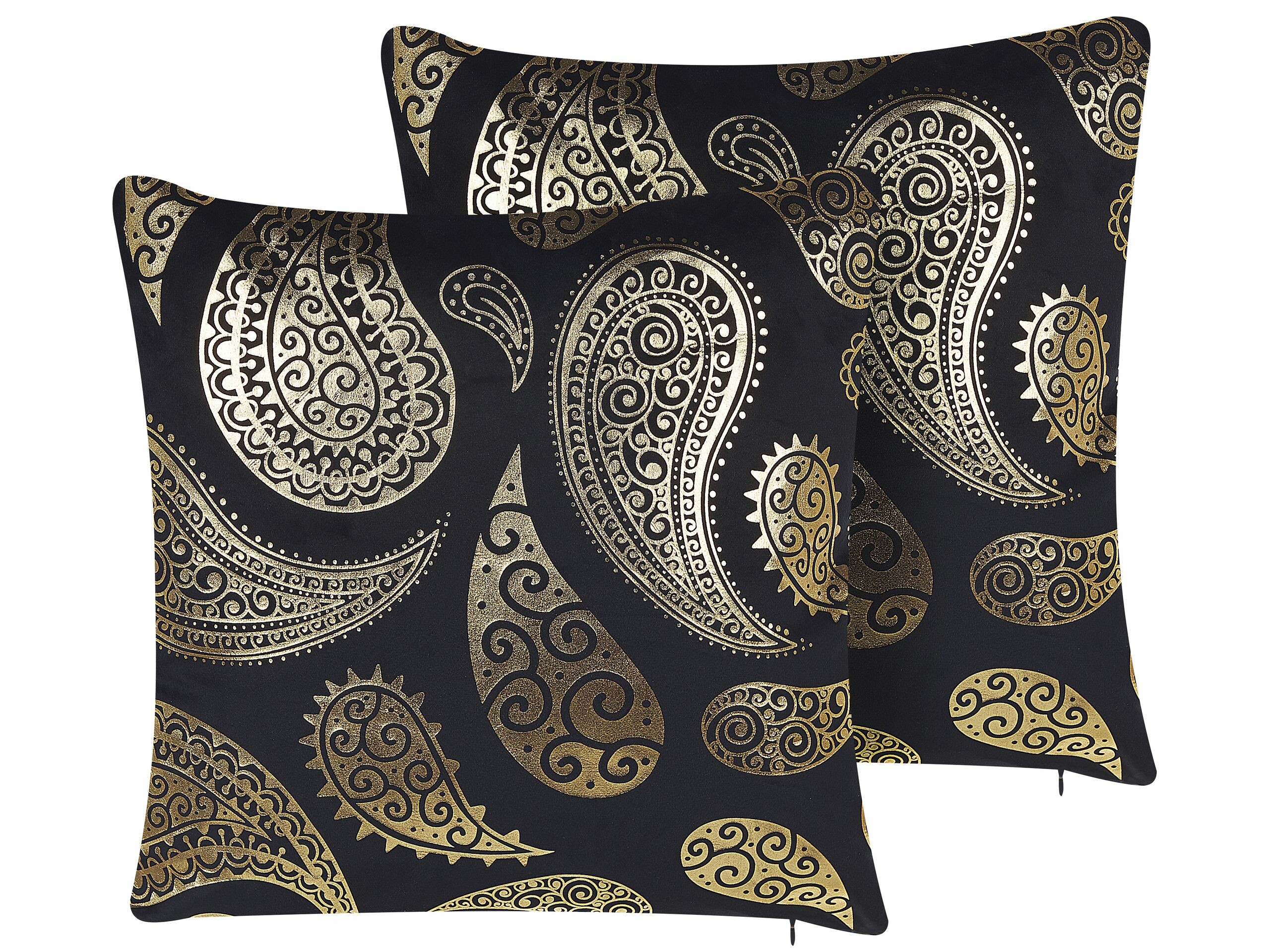 2 poduszki nadruk foliowy paisley 45x45 złote