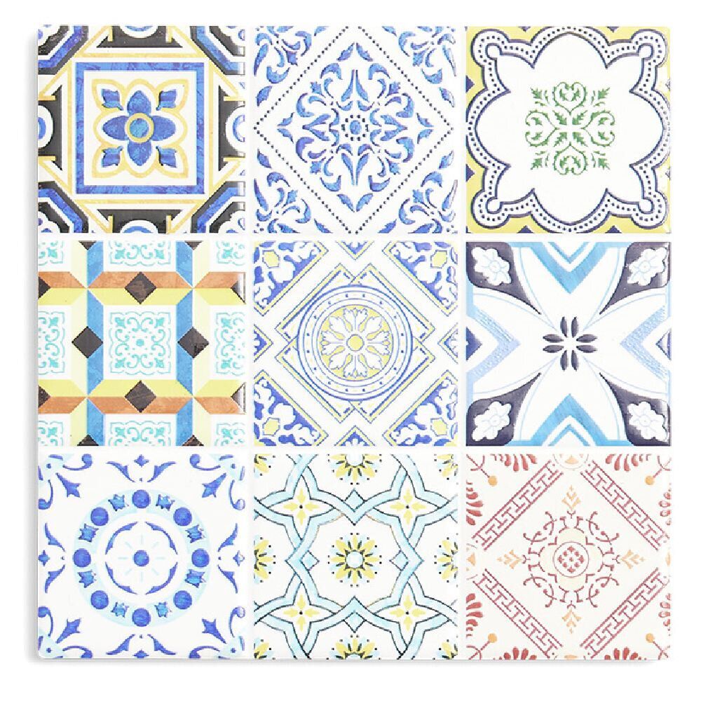 Dessous de plat carré céramique design carreau de ciment 15,2x15,2cm